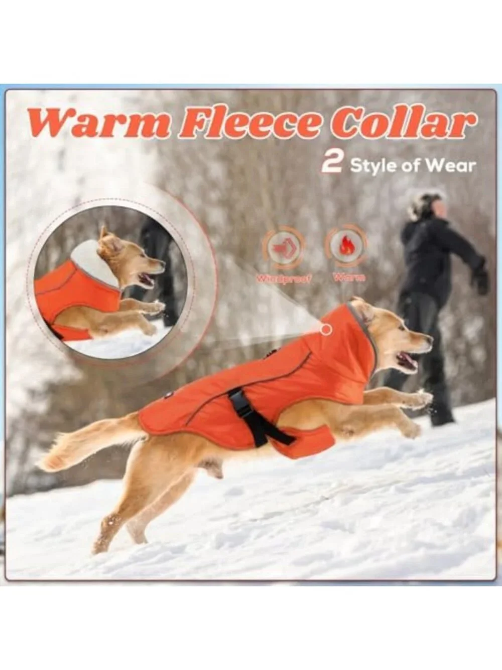 Waterproof Fleece Dog Jacket for Large Dogs - Cozy Winter Coat, Warm & Stylish